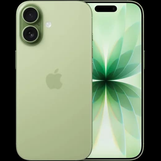 Apple iPhone 17 in sage, front and back